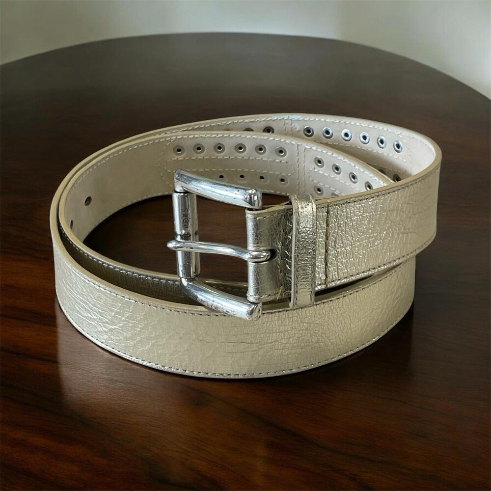 Michael Kors Crinkled Soft Leather Light Gold Studded Belt Size XL -Classy Look